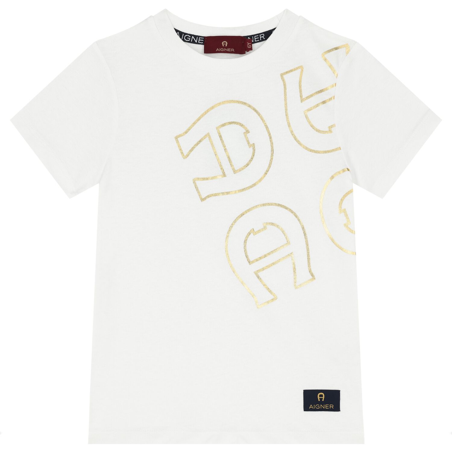 Boys White & Gold Logo T-Shirt, 1, hi-res