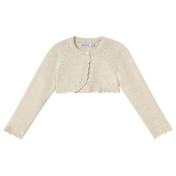 Younger Girls Gold Sparkly Knitted Cardigan
