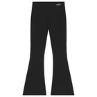 Girls Black Flared Leggings, 1, hi-res