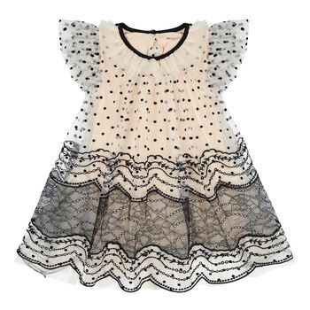Baby Girls Beige & Black Tulle & Lace Ivy  Dress