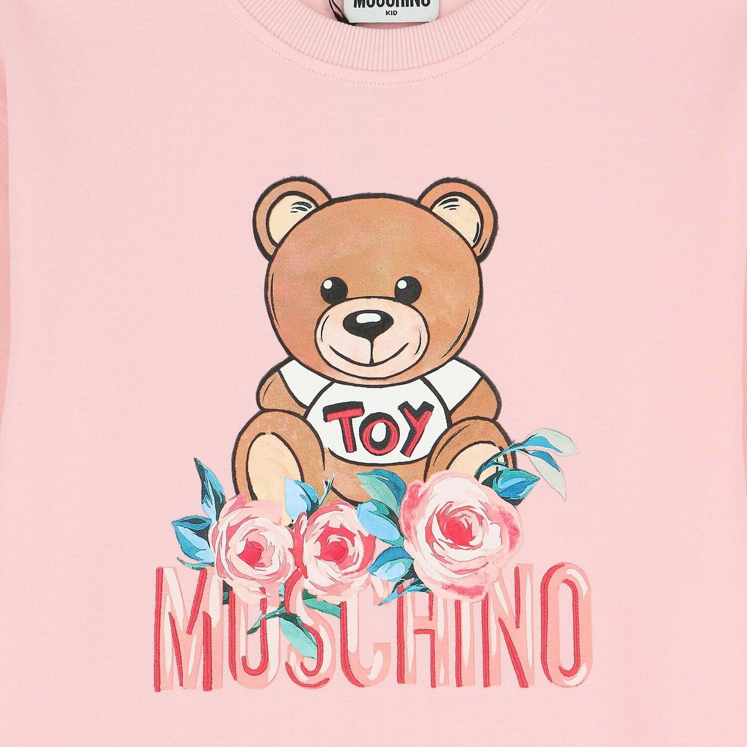 Girls Pink Teddy Logo Dress, 1, hi-res