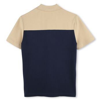 Boys Navy Blue & Beige Polo Shirt