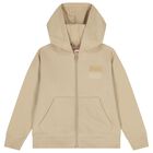 Boys Beige Logo Hooded Zip Up Top, 2, hi-res