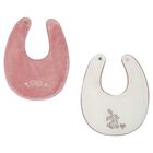 Baby Girls Pink & White Bunny Bibs ( 2-Pack ), 1, hi-res