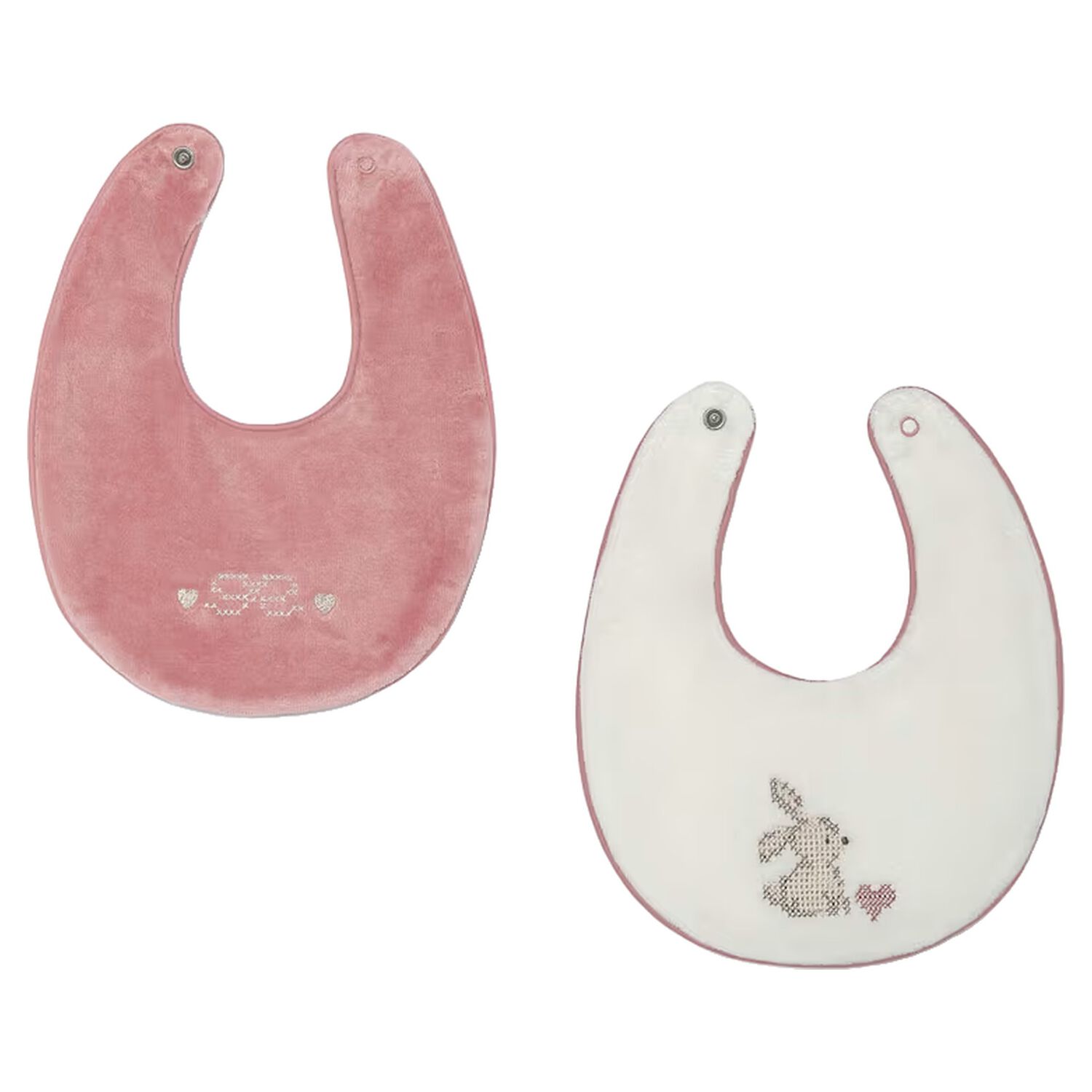 Baby Girls Pink & White Bunny Bibs ( 2-Pack ), 1, hi-res