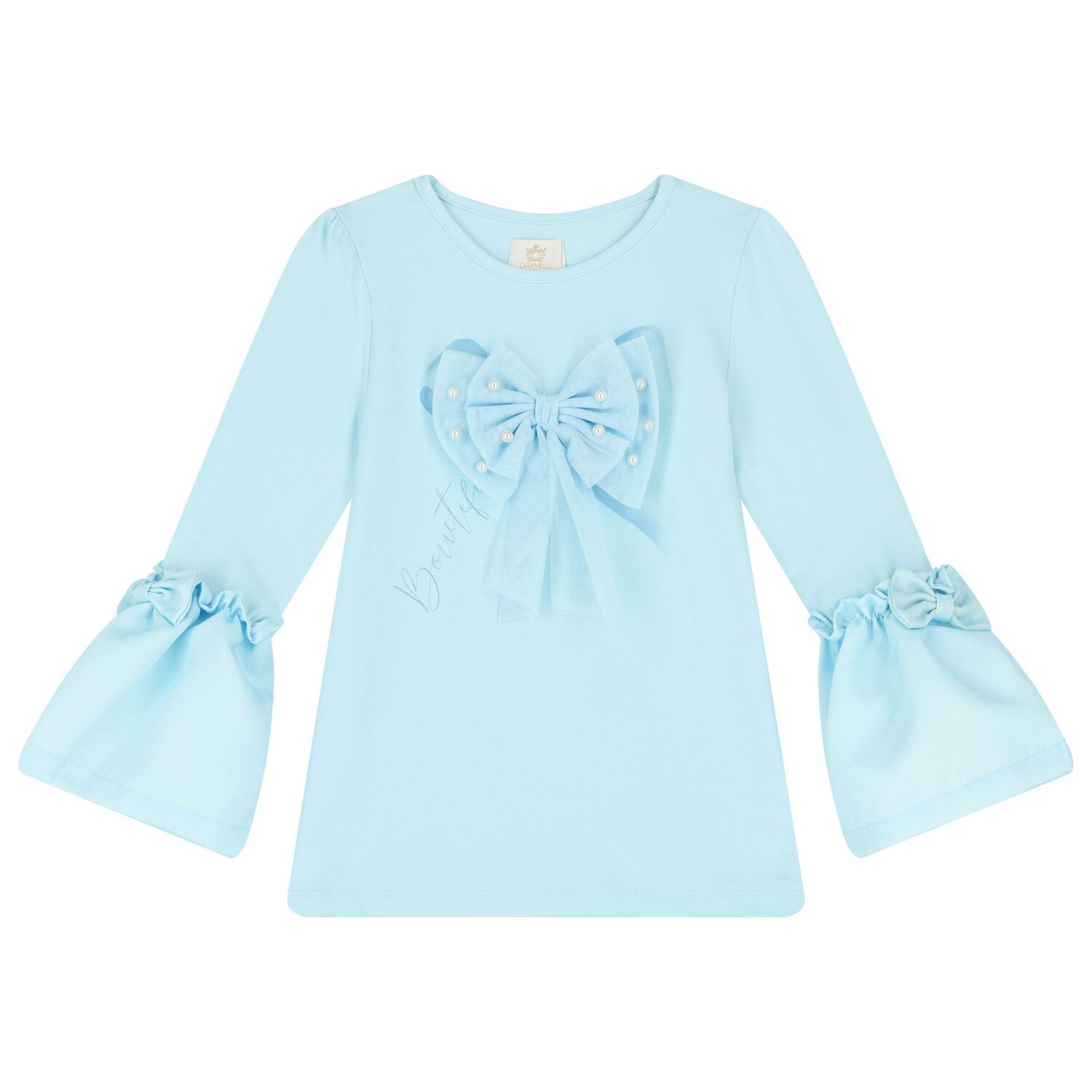 Girls Blue Logo Bow Skirt Set, 2, hi-res image number null