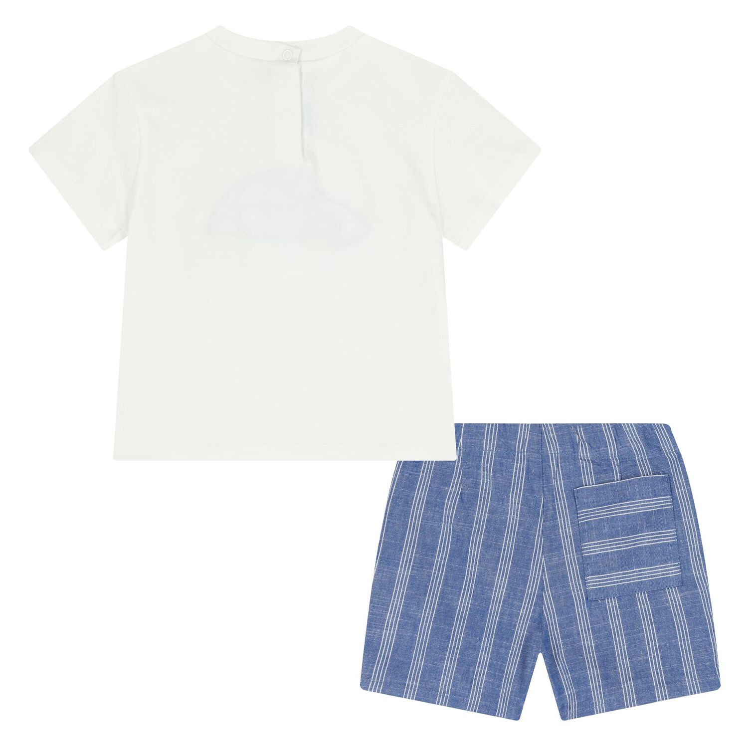 Younger Boys White & Blue Shorts Set, 1, hi-res