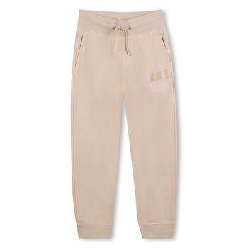 Boys Beige Logo Joggers