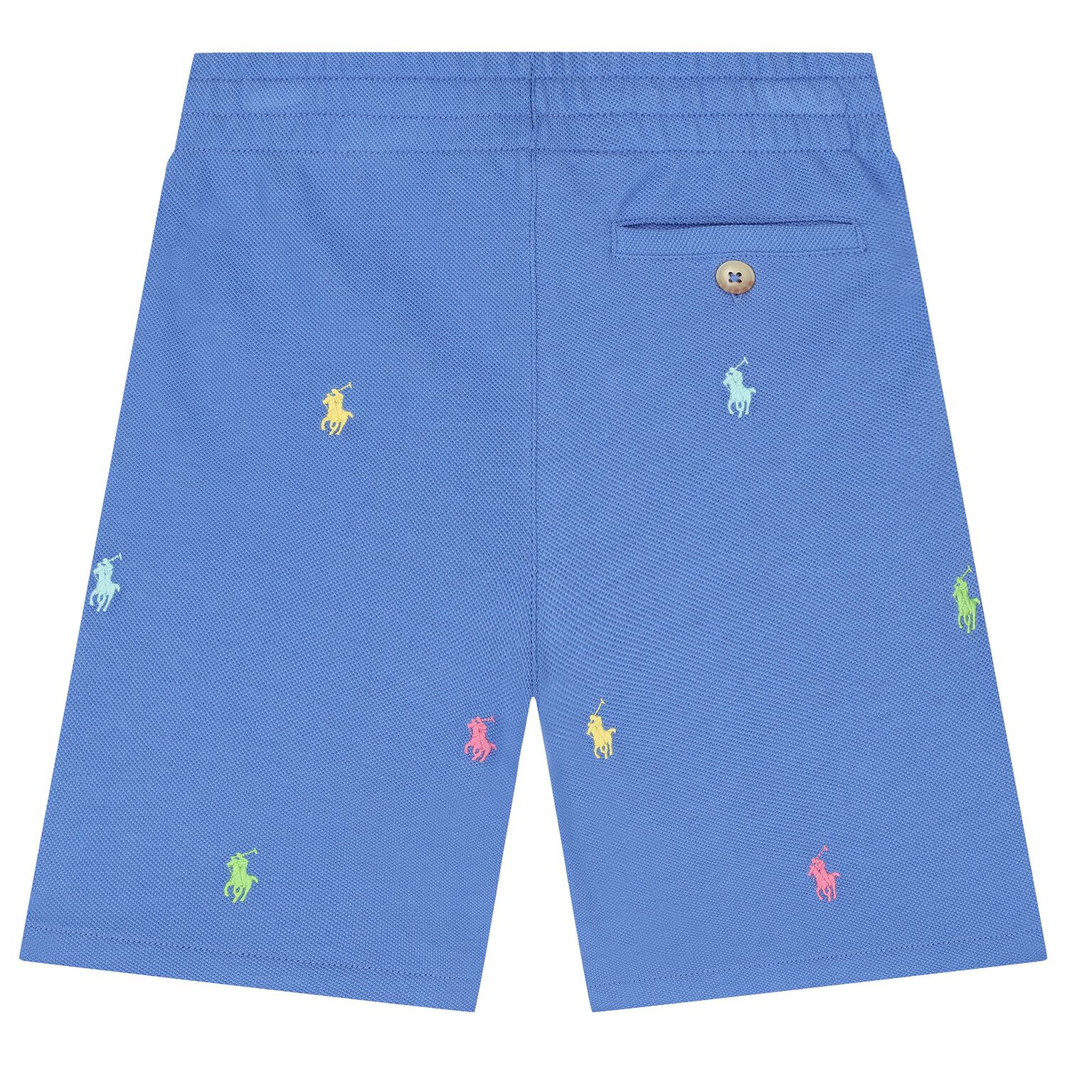 Boys Blue Cotton Pony Logo Shorts, 1, hi-res