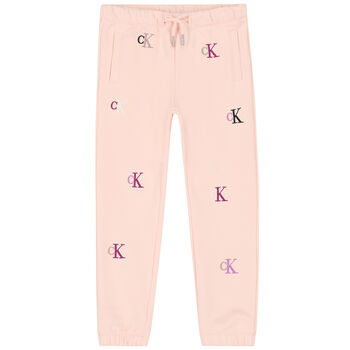 Girls Pink Logo Joggers