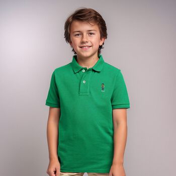 Boys Green Polo Bear Polo Shirt
