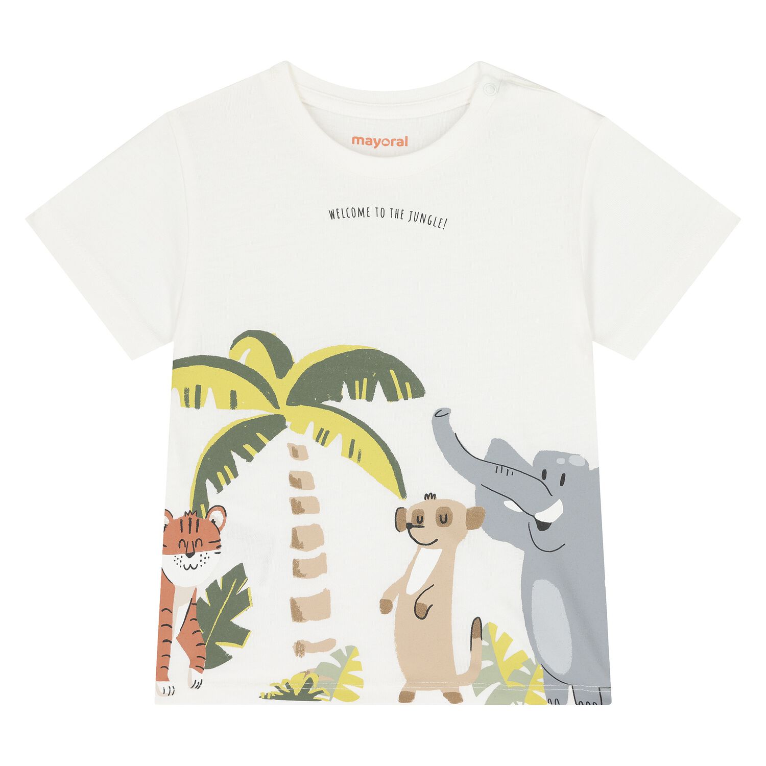 Younger Boys Ivory Jungle T-Shirt, 2, hi-res