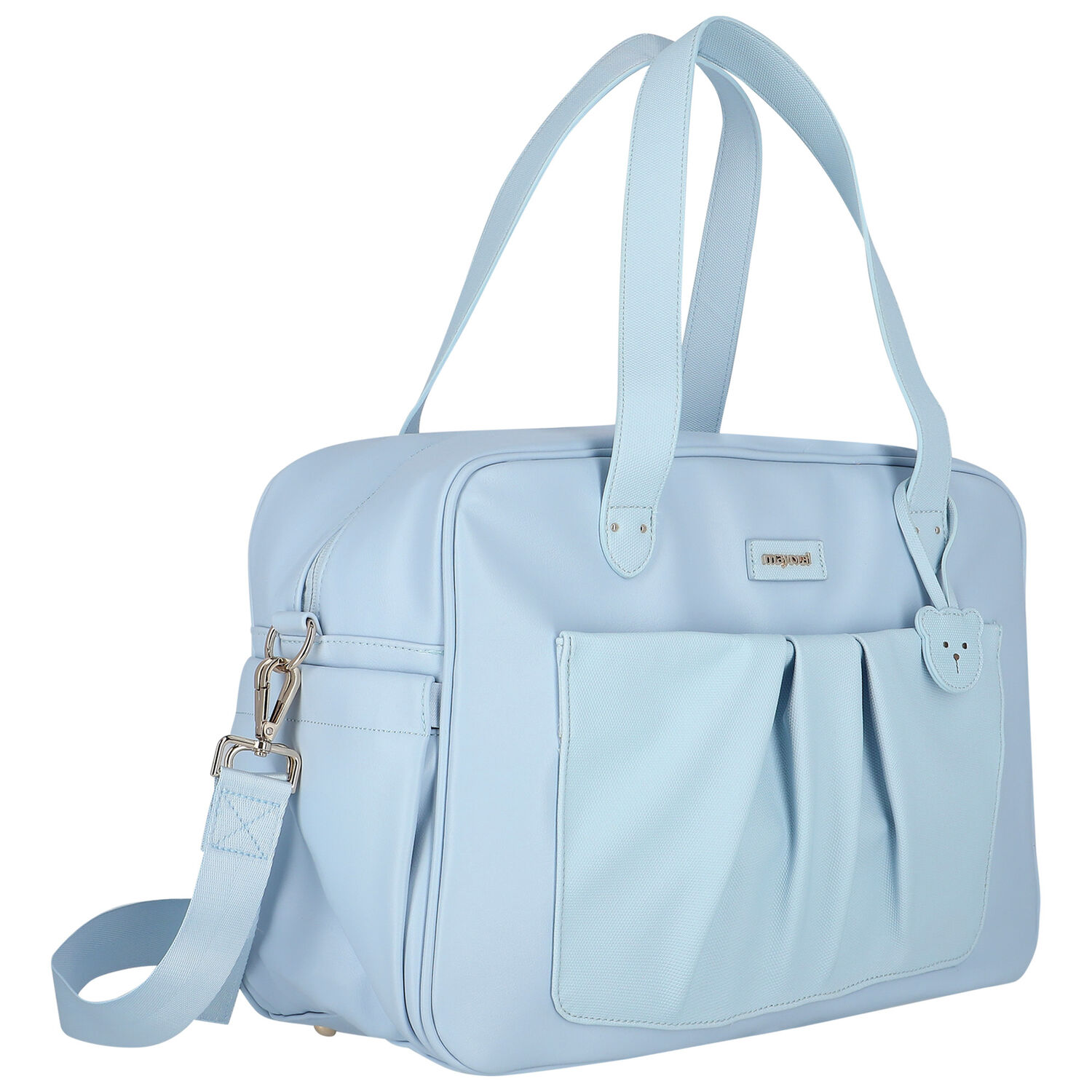 Blue Faux Leather Baby Changing Bag, 3, hi-res