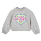 Girls Grey Embroidered Heart Swearshirt, 1, hi-res