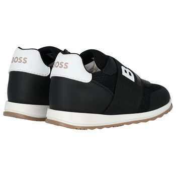 Boys Black Logo Trainers