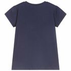 Girls Navy Bow T-Shirt, 3, hi-res