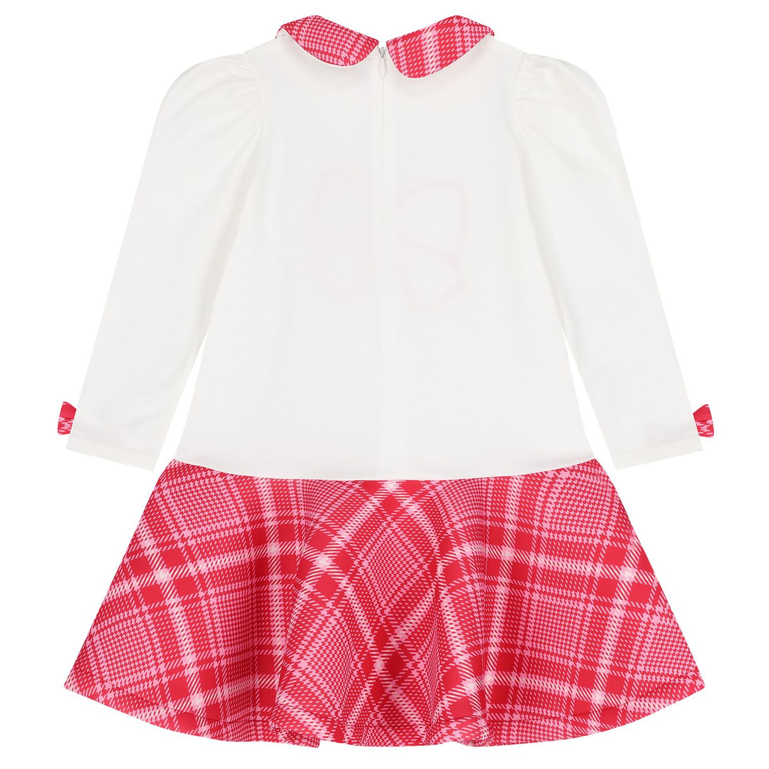 Girls Ivory & Red Bow Dress, 1, hi-res