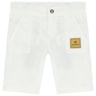 Younger Boys White Logo Shorts, 1, hi-res