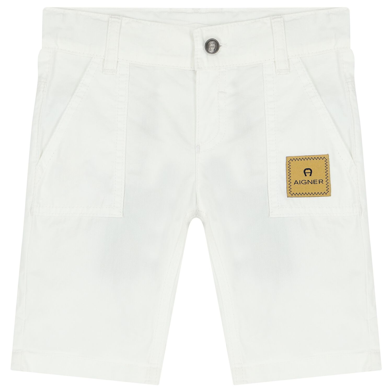 Younger Boys White Logo Shorts, 1, hi-res