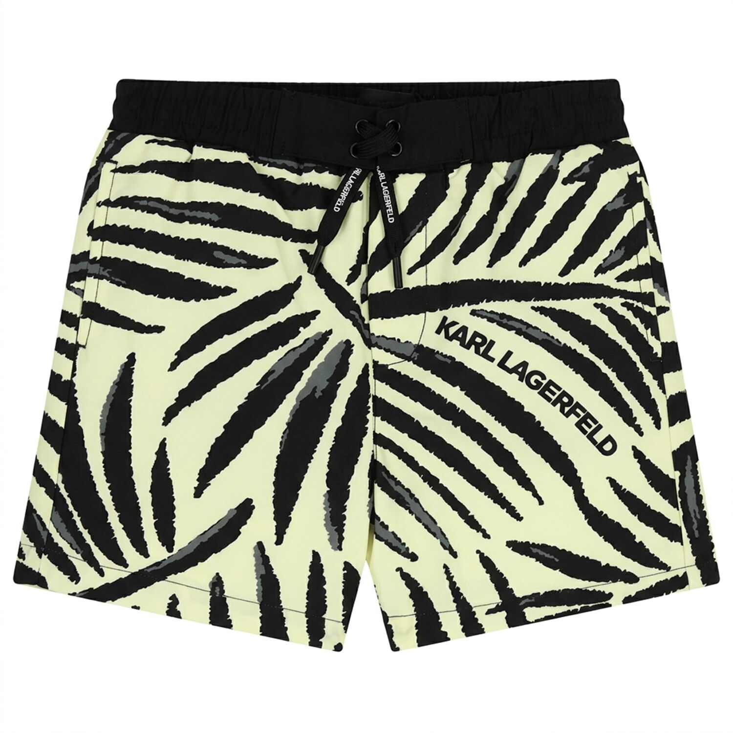 Boys Mini Me Black & Yellow Logo Swim Shorts, 2, hi-res