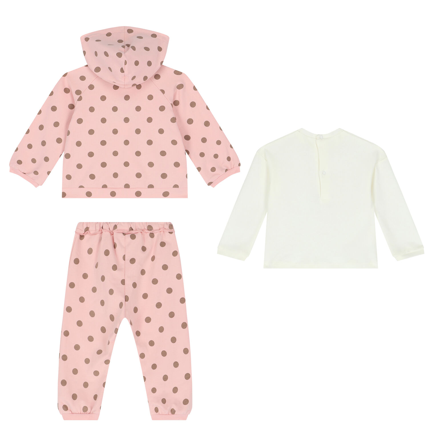 Baby Girls Pink & Ivory 3 Piece Tracksuit, 1, hi-res image number null