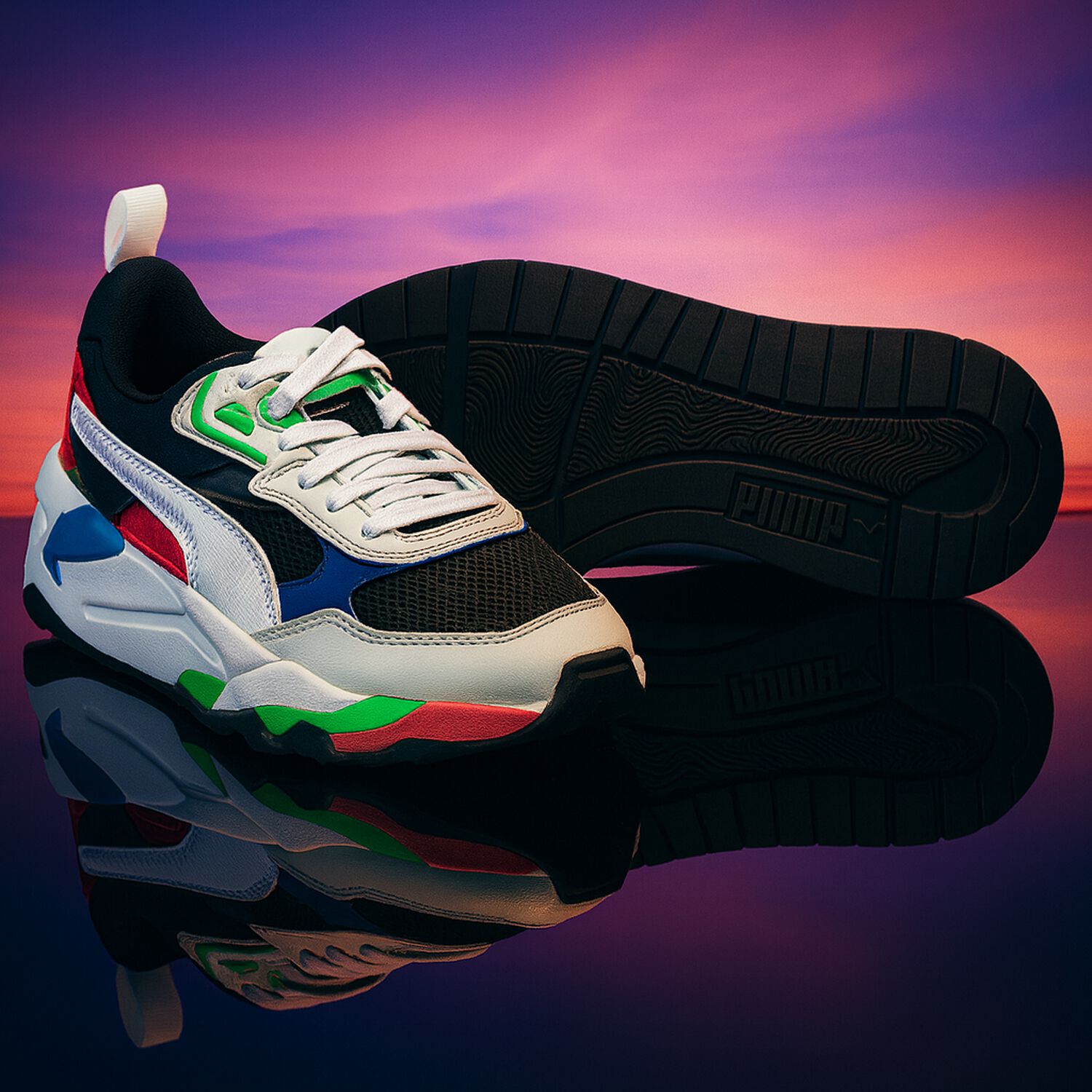 White & Black Trinity Jr Trainers, 1, hi-res