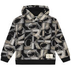 Boys Black Logo Hooded Top, 1, hi-res