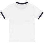 Younger Boys White & Navy T-Shirt, 1, hi-res