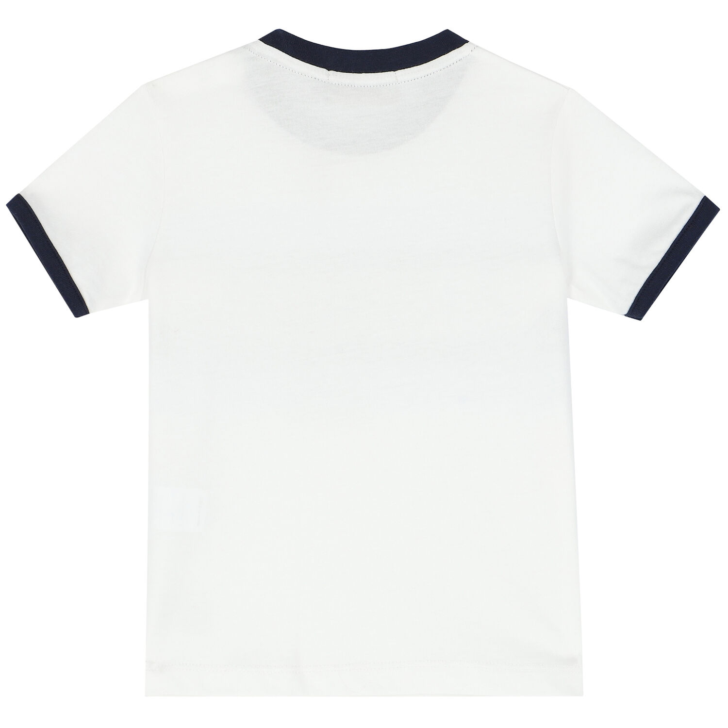 Younger Boys White & Navy T-Shirt, 1, hi-res