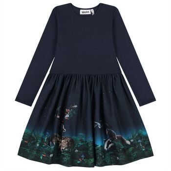 Girls Navy Blue Night Forest Dress