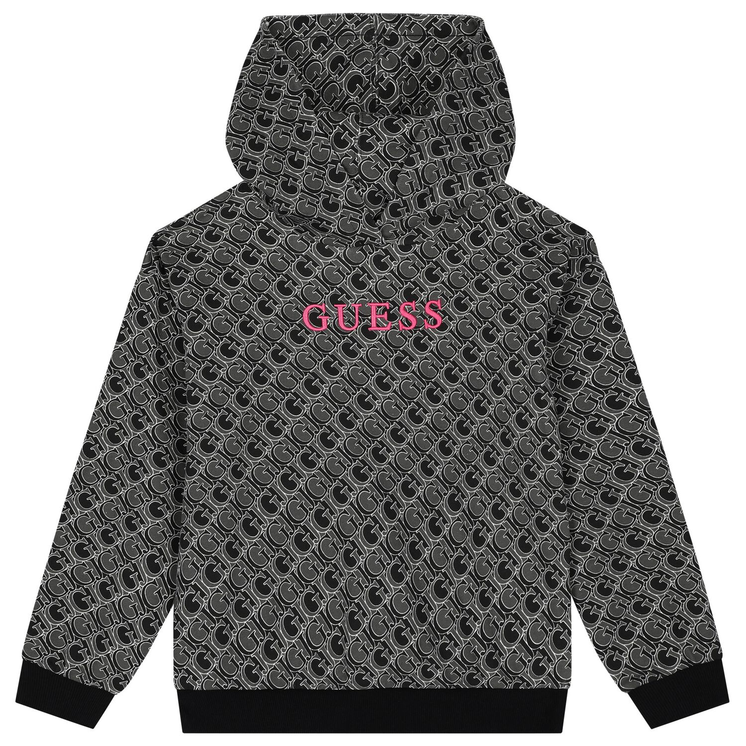 Girls Black Logo Hooded Top, 3, hi-res image number null