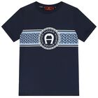 Boys Navy Blue Logo T-Shirt, 2, hi-res