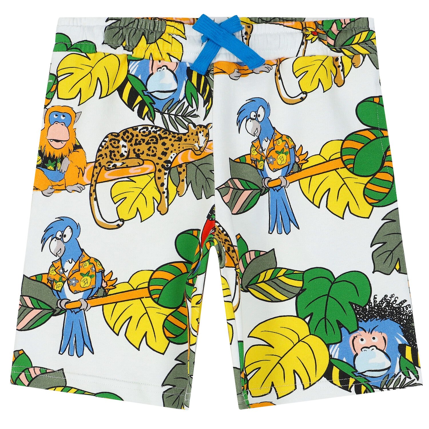 Boys White Animals Shorts, 1, hi-res