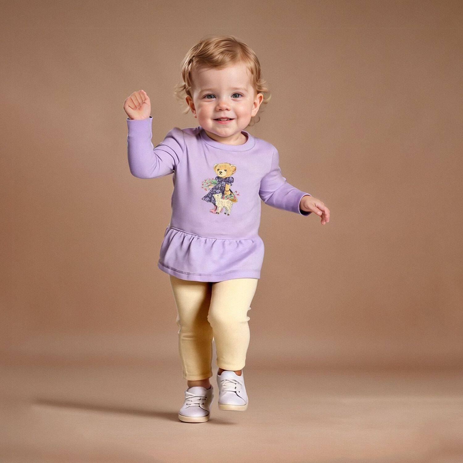 Baby Girls Purple & Ivory Logo Leggings Set, 1, hi-res