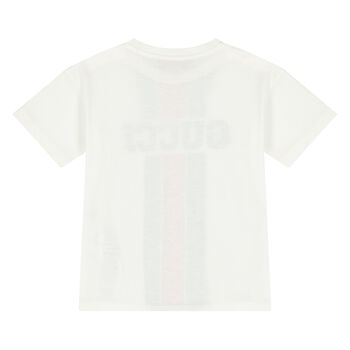 Ivory Cotton Logo Web Striped T-Shirt