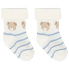 Baby Boys Blue & Ivory Socks ( 4 Pack ), 2, hi-res