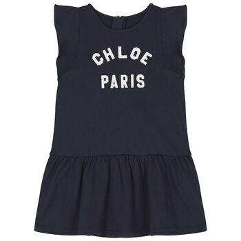 Younger Girls Navy Blue Logo Dress