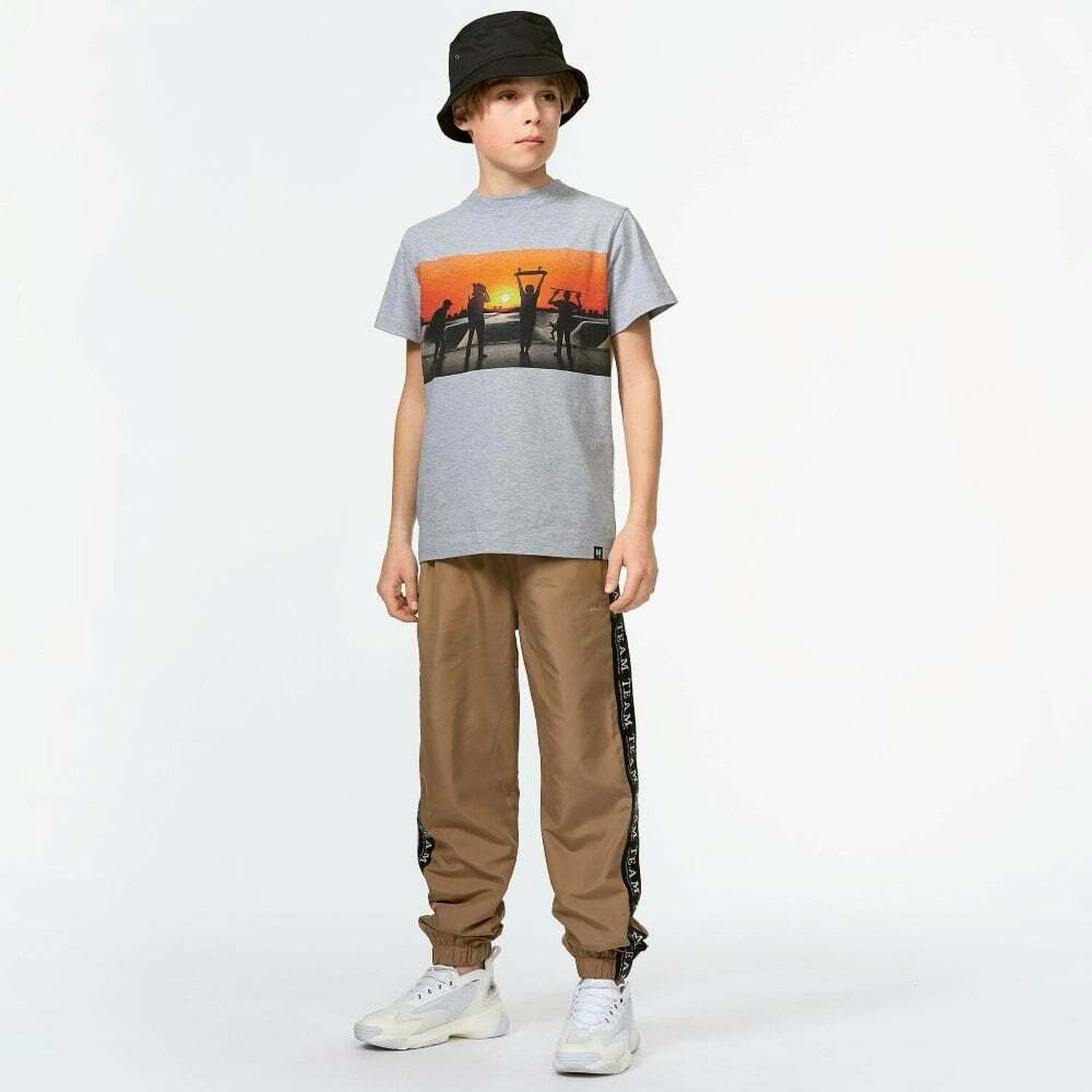 Boys Grey Silhouette Print T-Shirt, 1, hi-res