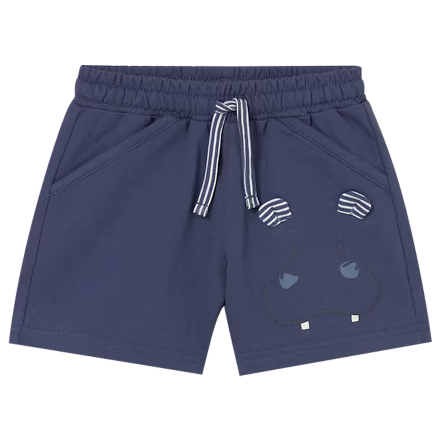 Younger Boys Navy Blue Hippo Shorts, 2, hi-res