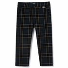 Boys Navy Tartan Trousers, 1, hi-res