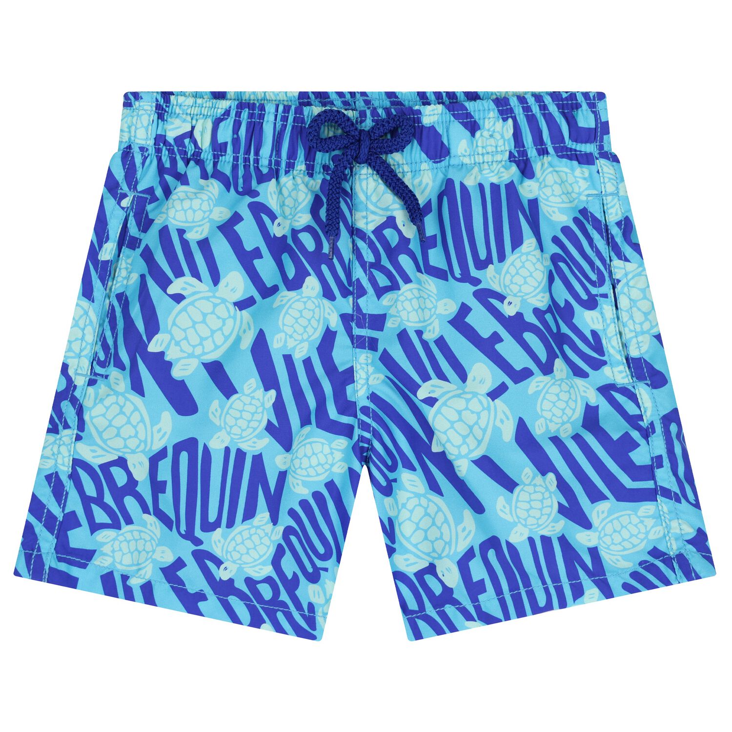 Boys Blue Turtle Swim Shorts, 1, hi-res