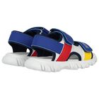 Boys White & Blue Logo Sandals, 1, hi-res