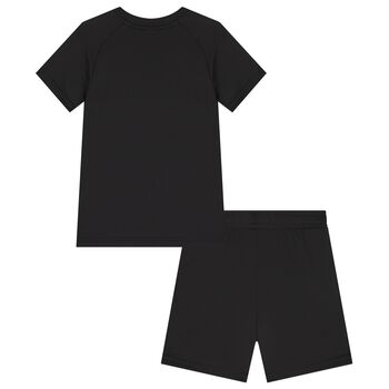 Boys Black Logo Shorts Set