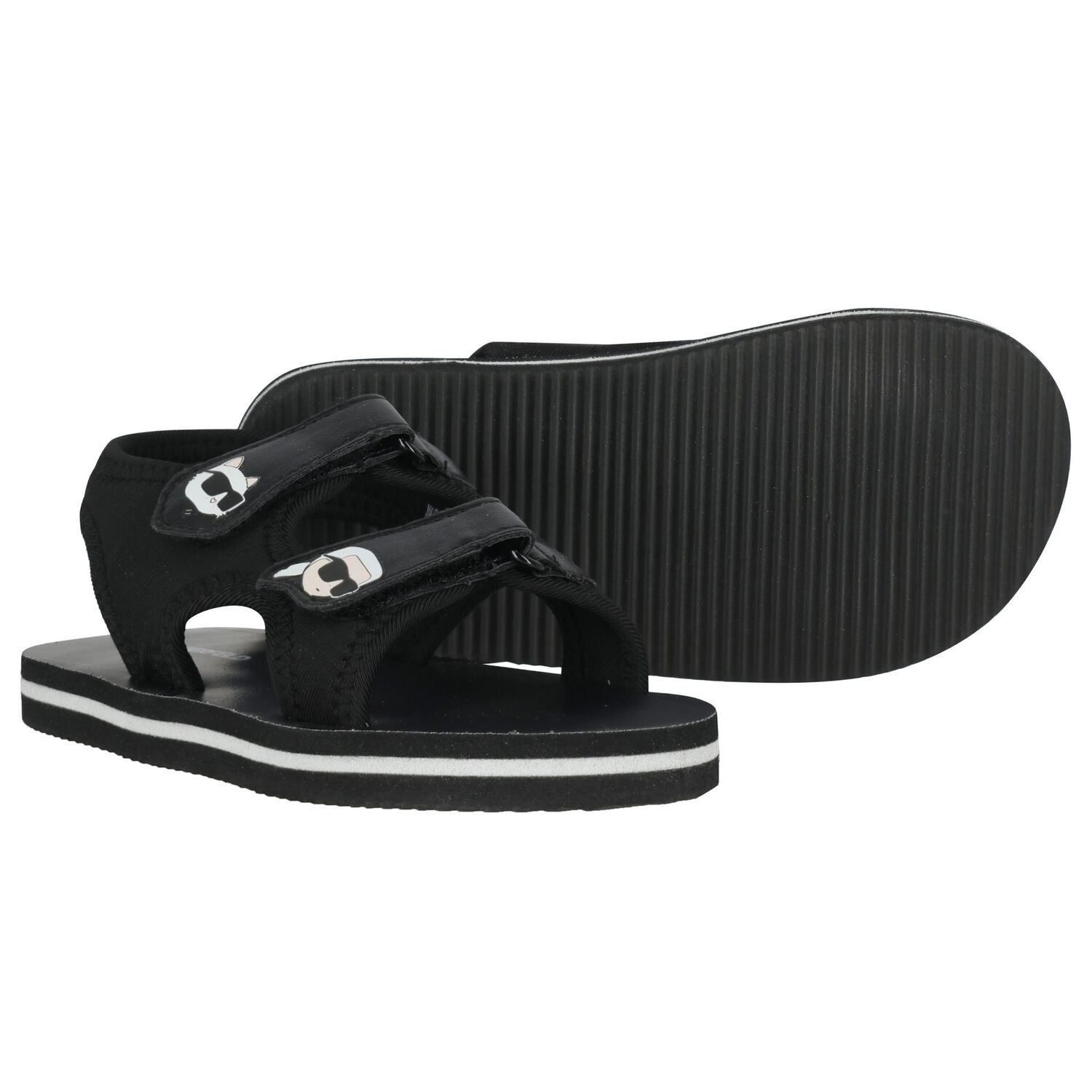 Boys Black Choupette & Karl Sandals, 1, hi-res