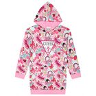 Girls Pink Logo Hooded Dress, 1, hi-res