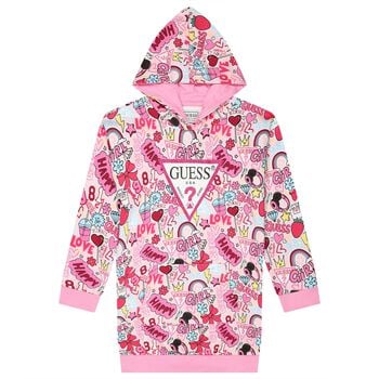 Girls Pink Logo Hooded Dress