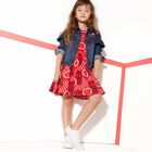 Girls Red Printed Dress, 1, hi-res