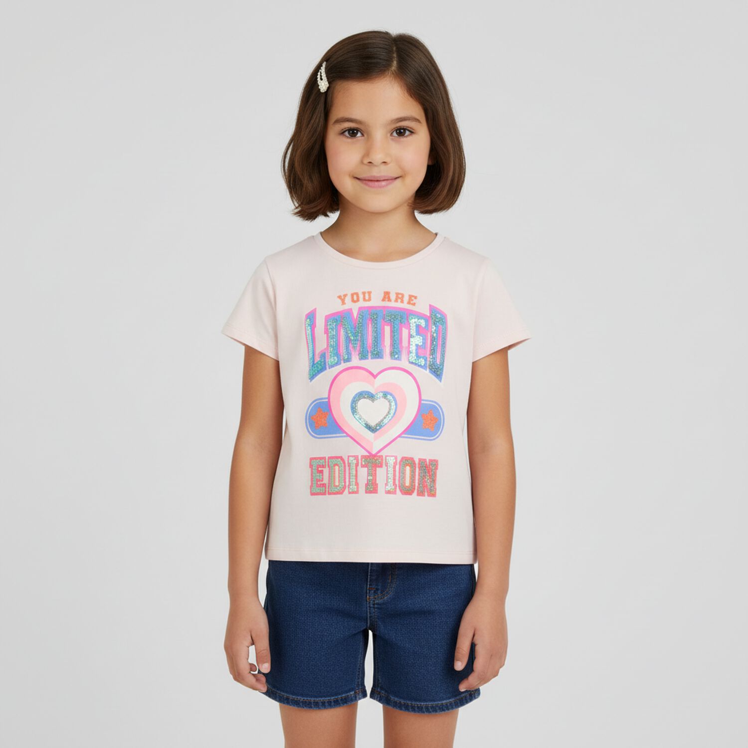 Girls Pink Embellished T-Shirt, 1, hi-res