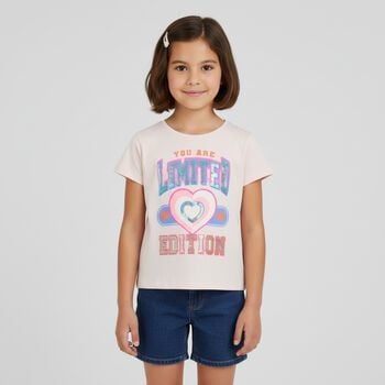 Girls Pink Embellished T-Shirt