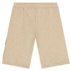 Boys Beige Logo Shorts, 1, hi-res